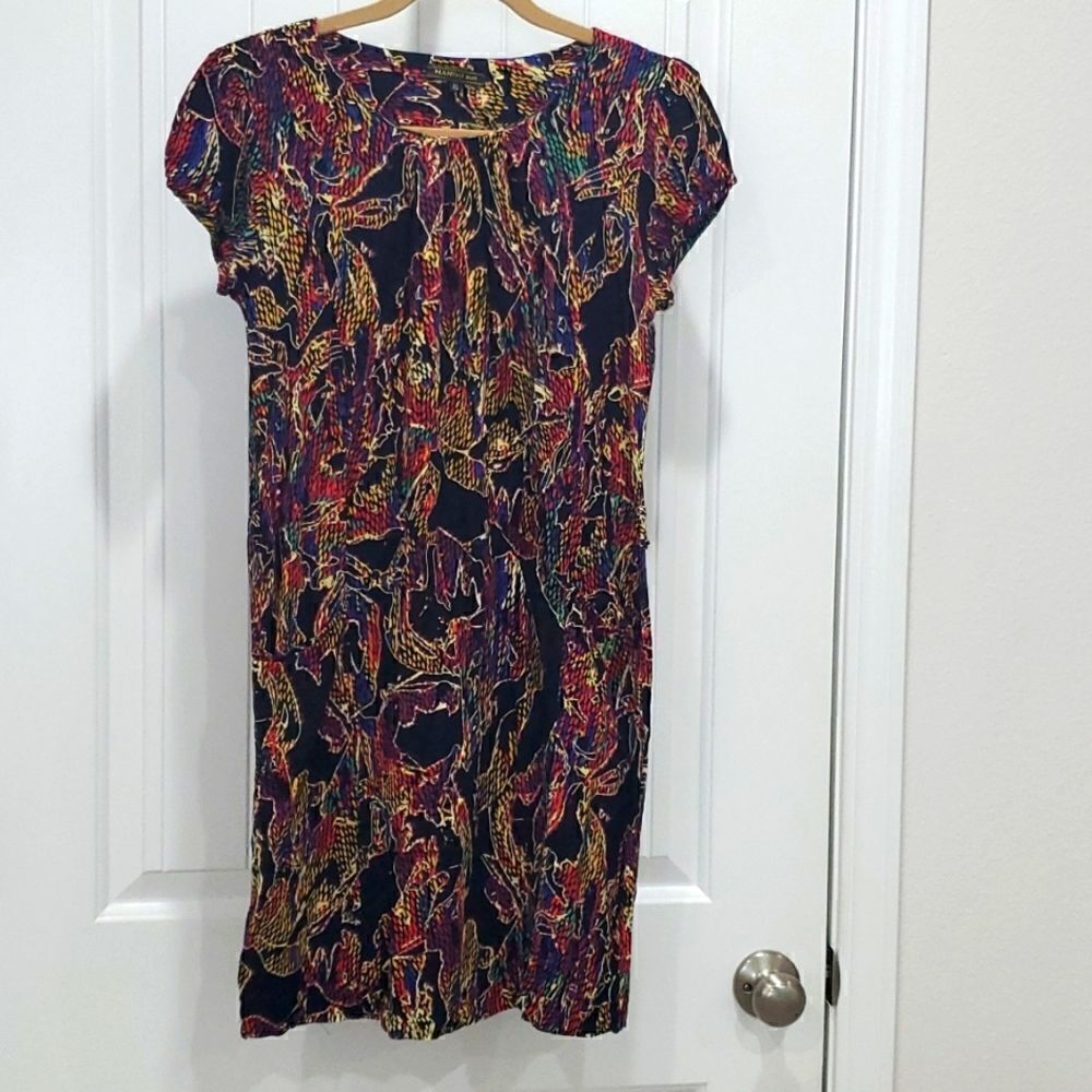 Navy Multicolor Abstract Print Mini Dress